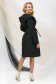 Palton din stofa negru cu croi larg gluga nedetasabila si buzunare - PrettyGirl 5 - StarShinerS.ro