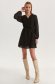 Black dress from veil fabric plumeti short cut cloche with elastic waist with ruffle details 1 - StarShinerS.com