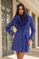 Palton din lana albastru cambrat cu guler detasabil din blana ecologica - SunShine 1 - StarShinerS.ro