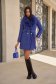 Palton din lana albastru cambrat cu guler detasabil din blana ecologica - SunShine 4 - StarShinerS.ro