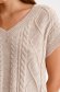 Cream gilet knitted raised pattern with easy cut with v-neckline 5 - StarShinerS.com