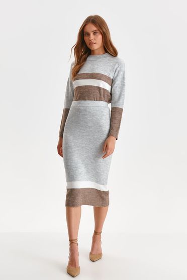 Midi skirts, Grey skirt knitted midi pencil high waisted - StarShinerS.com