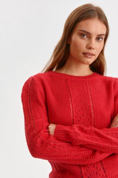 Red sweater knitted loose fit