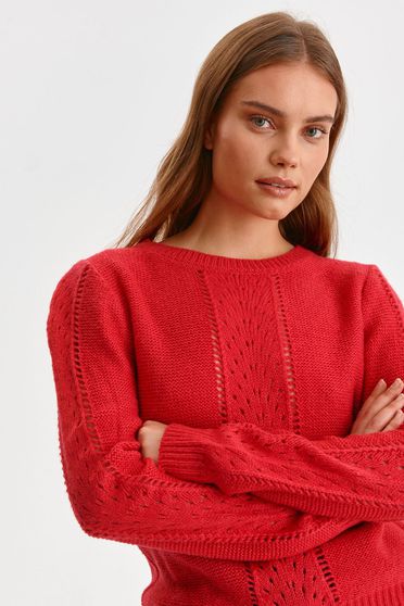 Casual jumpers, Red sweater knitted loose fit - StarShinerS.com