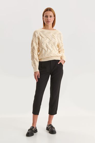 Casual jumpers, Yellow sweater knitted raised pattern loose fit - StarShinerS.com