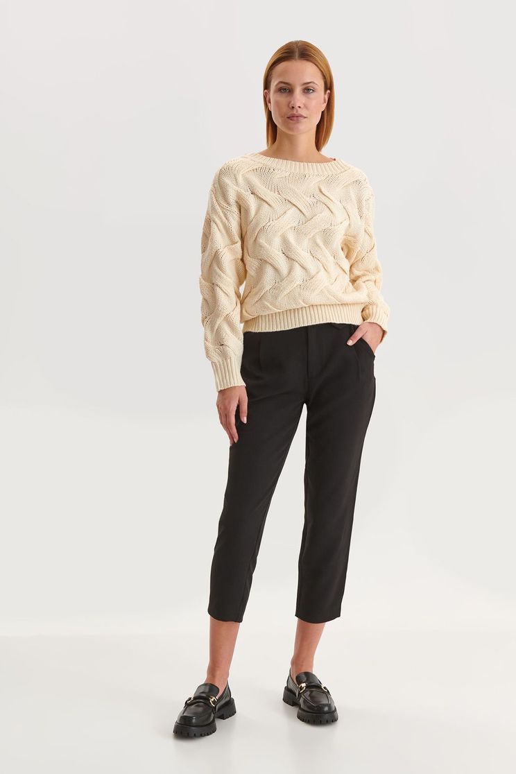 Casual jumpers, Yellow sweater knitted raised pattern loose fit - StarShinerS.com