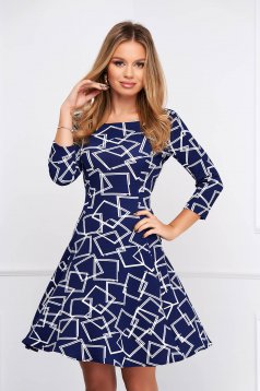 Rochie din crep texturat scurta in clos cu imprimeu abstract - StarShinerS