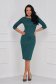 Green dress knitted midi pencil with rounded cleavage - StarShinerS 1 - StarShinerS.com
