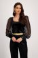 Women's Black Velvet Blouse with Puff Sleeves in Voile and Square Neckline - StarShinerS 6 - StarShinerS.com