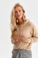 Cream women`s blouse knitted loose fit with undetachable hood 1 - StarShinerS.com