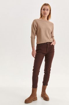 Brown trousers denim conical medium waist with pockets