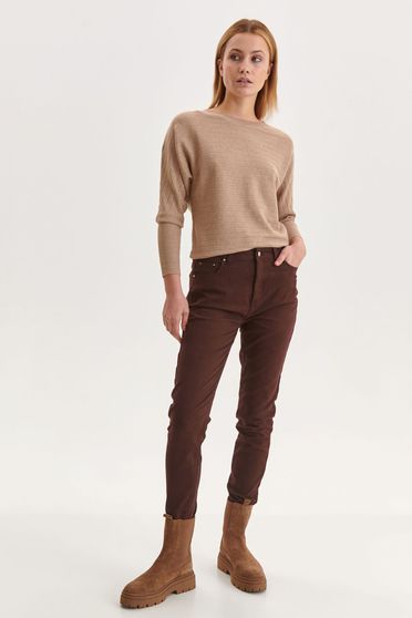 Trousers - Page 2, Brown trousers denim conical medium waist with pockets - StarShinerS.com
