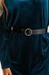 Petrol blue dress velvet short cut pencil accessorized with belt 5 - StarShinerS.com