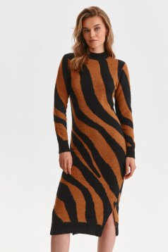 Dress knitted midi pencil from fluffy fabric