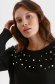 Pulover din tricot moale negru cu croi larg si aplicatii cu perle - Top Secret 4 - StarShinerS.ro
