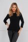 Black sweater knitted from striped fabric loose fit with rounded cleavage 1 - StarShinerS.com