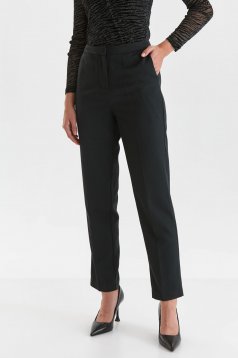 Pantaloni din stofa subtire usor elastica negri lungi cu un croi drept - Top Secret