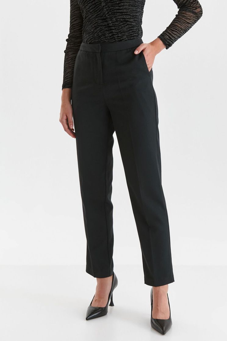 Trousers, Black trousers slightly elastic fabric long straight - StarShinerS.com