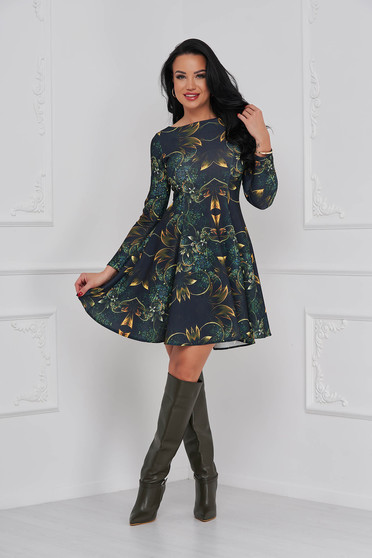 Long sleeve dresses, Dress crepe short cut cloche with print details - StarShinerS - StarShinerS.com