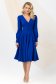Blue dress midi cloche with v-neckline with decorative buttons slightly elastic fabric 4 - StarShinerS.com