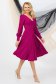 Rochie din stofa usor elastica fuchsia midi in clos cu decolteu in v si nasturi decorativi - PrettyGirl 4 - StarShinerS.ro