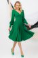 Rochie din stofa usor elastica verde midi in clos cu decolteu in v si nasturi decorativi - PrettyGirl 4 - StarShinerS.ro