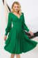 Rochie din stofa usor elastica verde midi in clos cu decolteu in v si nasturi decorativi - PrettyGirl 1 - StarShinerS.ro
