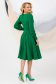 Rochie din stofa usor elastica verde midi in clos cu decolteu in v si nasturi decorativi - PrettyGirl 2 - StarShinerS.ro