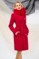 Palton din stofa rosu cu un croi drept si guler detasabil din blana ecologica - PrettyGirl 4 - StarShinerS.ro