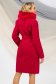 Red coat elastic cloth straight fur collar 2 - StarShinerS.com