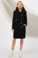Palton din stofa negru cu un croi drept si guler detasabil din blana ecologica - PrettyGirl 5 - StarShinerS.ro