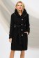 Black coat elastic cloth straight fur collar 1 - StarShinerS.com