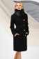 Palton din stofa negru cu un croi drept si guler detasabil din blana ecologica - PrettyGirl 2 - StarShinerS.ro