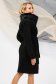 Palton din stofa negru cu un croi drept si guler detasabil din blana ecologica - PrettyGirl 3 - StarShinerS.ro