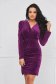 Purple dress velvet short cut pencil wrap over front high shoulders 1 - StarShinerS.com
