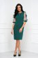 - StarShinerS darkgreen dress elastic cloth midi pencil with laced sleeves with raised flowers 4 - StarShinerS.com