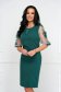 - StarShinerS darkgreen dress elastic cloth midi pencil with laced sleeves with raised flowers 1 - StarShinerS.com