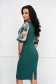 - StarShinerS green dress elastic cloth midi pencil with laced sleeves with raised flowers 3 - StarShinerS.com
