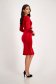 Red Velvet Midi Pencil Dress with Accessorized Cord and Bow - StarShinerS 4 - StarShinerS.com