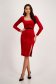 Red Velvet Midi Pencil Dress with Accessorized Cord and Bow - StarShinerS 5 - StarShinerS.com