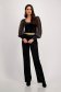 Velvet Black Long Flared High-Waisted Trousers with Elastic Waistband - StarShinerS 4 - StarShinerS.com