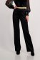 Velvet Black Long Flared High-Waisted Trousers with Elastic Waistband - StarShinerS 5 - StarShinerS.com