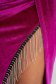 Fuchsia dress velvet midi pencil fringes wrap over skirt 6 - StarShinerS.com