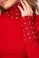 Red knitted lady's blouse with high collar and strass stone inserts - SunShine 6 - StarShinerS.com