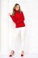 Red women`s blouse knitted from striped fabric tented crystal inscriptions high collar 4 - StarShinerS.com