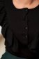 Black women`s blouse cotton from striped fabric tented with button accessories with ruffle details 4 - StarShinerS.com