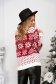 Pulover din tricot alb cu croi larg si imprimeu festiv - SunShine 3 - StarShinerS.ro