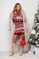 Rochie din tricot rosie scurta cu un croi drept si imprimeu festiv - SunShine 3 - StarShinerS.ro