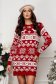 Rochie din tricot rosie scurta cu un croi drept si imprimeu festiv - SunShine 1 - StarShinerS.ro