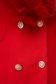 Palton din lana rosu cambrat cu guler din blana ecologica - SunShine 5 - StarShinerS.ro